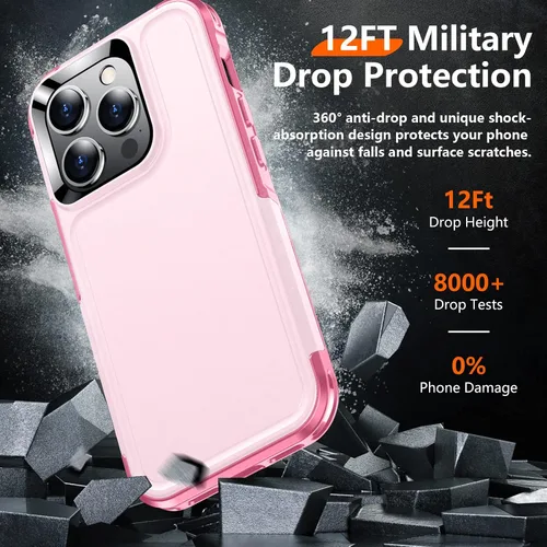 Vista 2 de Red2Fire Funda para iPhone 14 Pro, con 2 unidades [lente de vidrio templado y protector de pantalla] [protección contra caídas de grado militar]