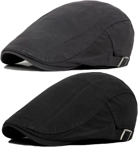 Vista 6 de Paquete de 2 gorras planas ajustables para hombre, diseño de hiedra y Gatsby Cabbie, boina