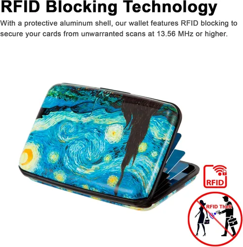 Vista 2 de Kaabao - Porta tarjetas de crédito pequeño con bloqueo RFID, cartera metálica delgada, mini, de aluminio, funda dura para mujeres y hombres
