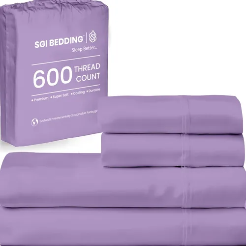 Vista 35 de SGI Bedding - Juego de sábanas de 600 hilos, 4 piezas, 100% de algodón egipcio, tamaño completo, juego de sábanas con bolsillo profundo de 38 cm