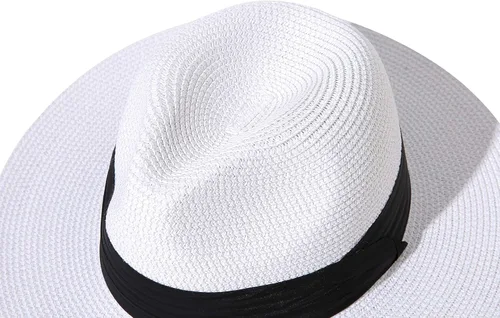 Vista 49 de Lanzom - Sombrero de paja playero para mujer, de ala ancha, plegable, estilo Fedora, UPF50+