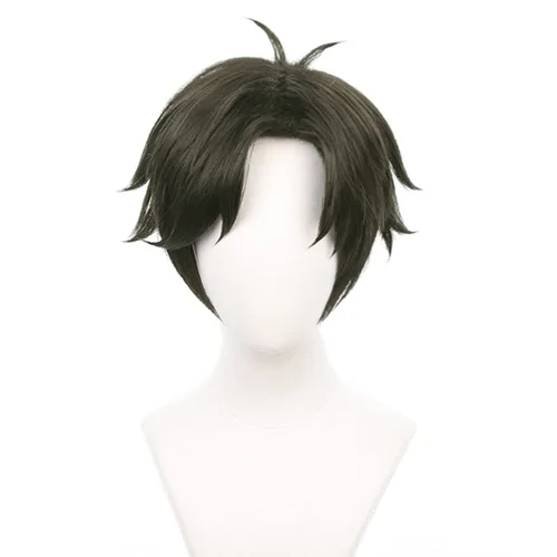 Vista 5 de SPY × Peluca de cosplay de anime familiar Damian verde oscuro, pelucas cortas para niños, peluca sintética para juegos de rol, peluca de disfraces