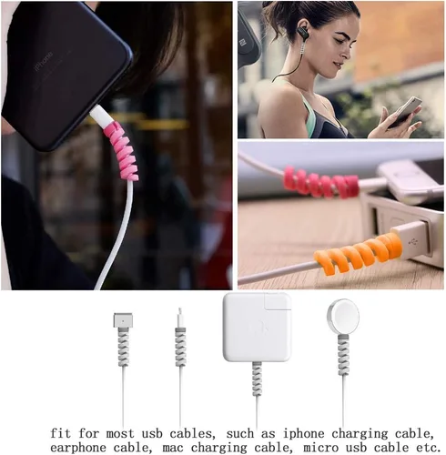 Vista 6 de 36 piezas de protectores de cable para iPhone iPad, protectores de extremo de cable con 2 clips de cable de escritorio, VIWIEU protector de cable