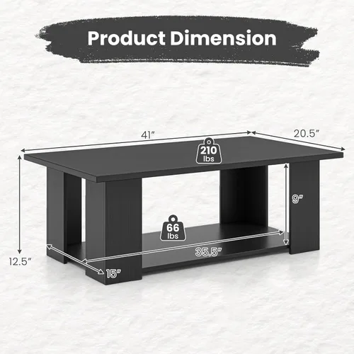 Vista 3 de GOFLAME Mesa auxiliar con almacenamiento, mesa central moderna para espacios pequeños, mesas de té decorativas para sala de estar, sala de Negro