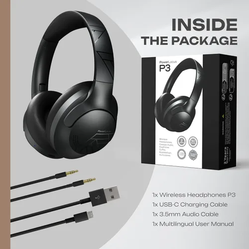 Vista 9 de PowerLocus Auriculares inalámbricos P3 Negro x P2 Oro Rosa sobre la oreja