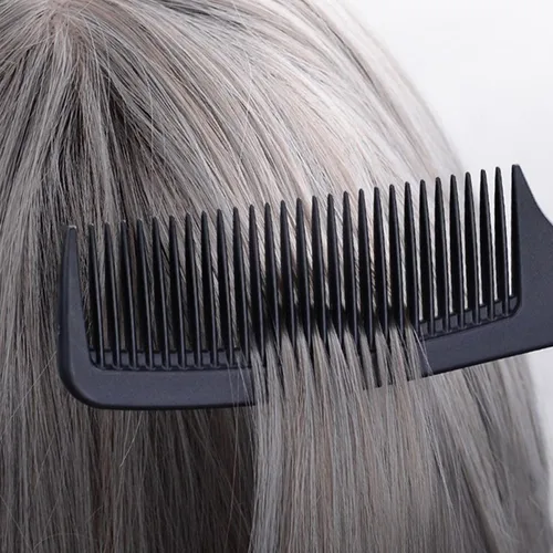 Vista 6 de Peine desenredante grande con mango profesional, fibra de carbono, corte, peluquería, peinado, diente redondo, peluquería, peluquería, peine