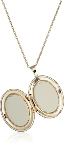 Vista 2 de Collar con medallón ovalado con relleno de oro de 14 quilates, 18 pulgadas