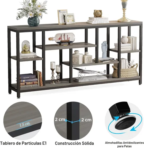 Vista 7 de Tribesigns - Mesa de consola para sofá, mesa de consola extralarga de 70.9 pulgadas detrás del sofá con estantes de almacenamiento, mesa de acento