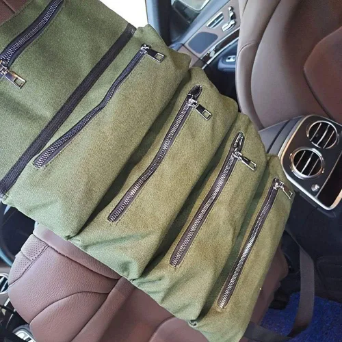 Vista 4 de Bolsa de herramientas enrollable, bolsa enrollable para llaves, organizador de herramientas de lona multiusos para cubo, kit de automóvil, bolsa