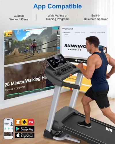 Vista 6 de Cinta de correr inclinada para el hogar, cinta de correr con 18% de inclinación automática, resistente capacidad de 400 libras, máquina de correr