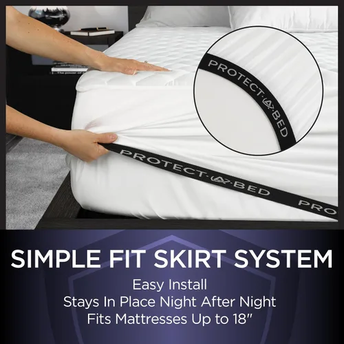 Vista 3 de Protect-A-Bed Essential - Protector de colchón individual, 100% impermeable, protector de colchón de barrera de ácaros del polvo, transpirable