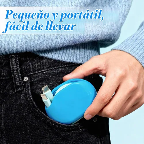 Vista 5 de Carrete de cable automático, carrete de cable oculto retráctil, para cable de carga de auriculares USB, cable de carga para viajes y organización