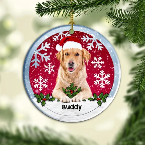 Vista 5 de Adorno de Navidad personalizado Golden Retriever 2023 – Decoraciones colgantes de Navidad – Adorno personalizado de Golden Retriever – Adorno