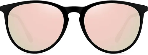 Vista 6 de WOWSUN Lentes de sol polarizados para mujer, estilo vintage, retro, redondos, espejados