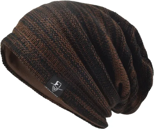 Vista 9 de VECRY Gorro de punto holgado para hombre, diseño de cráneo, largo y holgado, hip-hop, para invierno y verano, B305 B305-negro