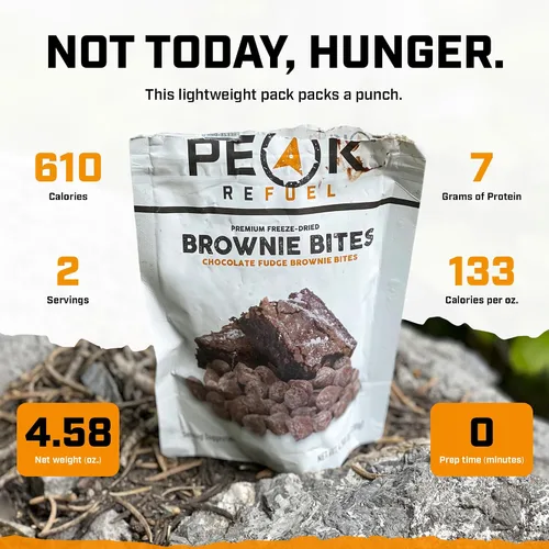 Vista 4 de Peak Refuel Fudge Brownie Bites, refrigerio liofilizado para camping, 1