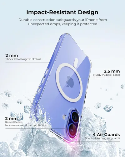 Vista 2 de Crystal Fit - Funda magnética transparente para iPhone 16, compatible con MagSafe, antiamarilleo, funda protectora delgada (para iPhone 16)