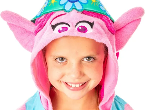 Vista 6 de INTIMO Dreamworks Trolls Movie - Disfraz con capucha de personaje de amapola para niña, Multi colorido