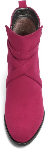 Vista 3 de Botas altas de ante con hebilla para mujer, estilo casual, punta redonda, tacón bajo y grueso, 2 pulgadas
