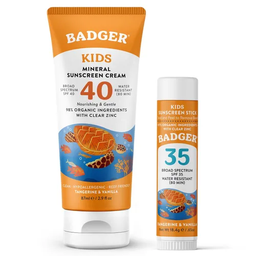 Vista 13 de Badger SPF 35 - Crema de protección solar deportiva de zinc transparente, 80 minutos de resistencia al agua, sin perfume, tubo de 2.9 onzas, Niños