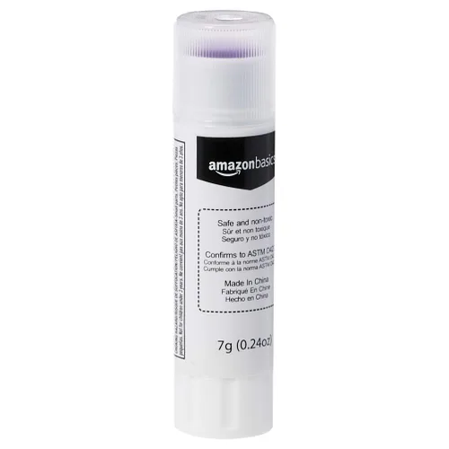 Vista 3 de Amazon Basics Pegamento escolar lavable morado, se seca transparente, no tóxico, barra de 0.24 onzas, paquete de 60 unidades Púrpura