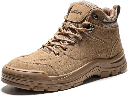 Vista 8 de Furuian - Botas de trabajo unisex con punta de acero, cómodas y ligeras para hombres, con resistencia al deslizamiento, puntera de acero, zapatos