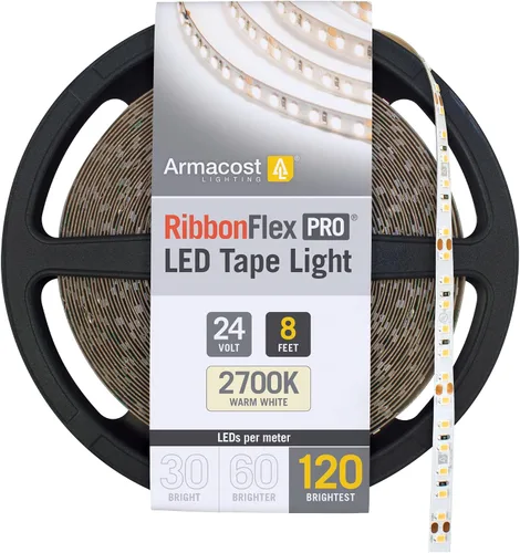 Vista 29 de Armacost Lighting RibbonFlex Pro 136230 - Tira de luces LED blancas de 24 V, 120 LED/m, 2700K, 16.4 pies