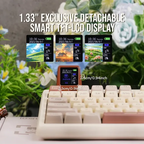 Vista 4 de EPOMAKER RT100 - Junta de 97 teclas BT5.02.4GUSB-C Teclado mecánico para juegos con pantalla de visualización personalizable, perilla, enchufe