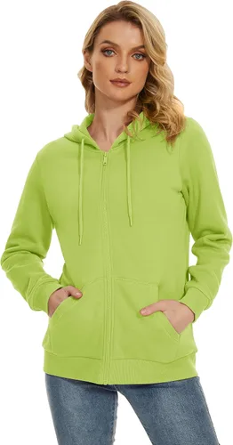 Vista 11 de TACVASEN Sudaderas con capucha y cremallera para mujer, ligera, de rizo francés, con cremallera completa y bolsillos