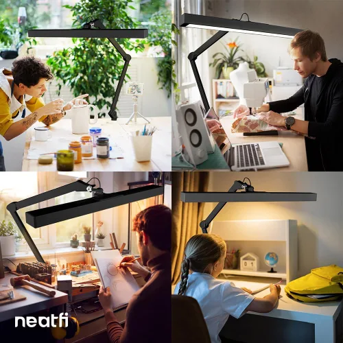 Vista 6 de Neatfi Lámpara de escritorio LED ultra de 3000 lúmenes con abrazadera, luz de monitor regulable de 30 W, 5 niveles de brillo y 5 modos de luz