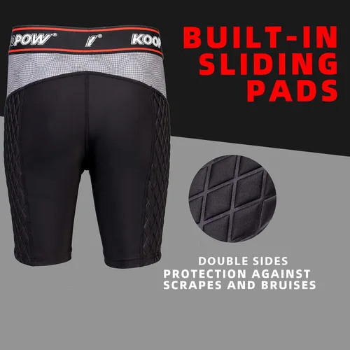 Vista 3 de KOOPOW - Pantalones cortos acolchados deslizantes para adultos, hombres, con almohadillas deslizantes para béisbol, fútbol, lacrosse, hockey