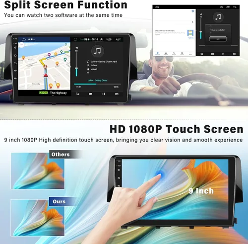 Vista 9 de Radio estéreo para coche Android 13 para Honda Civic 2016 2017 2018 2019 2020 con CarPlay inalámbrico Android Auto Mirror Link 2G+64G con Bluetooth