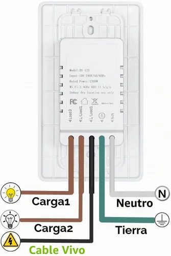 Vista 7 de Nexete Smart Wi-Fi - Interruptor de doble luz, interruptor de un solo polo 2 en 1 compatible con Alexa Google Home, control de voz, función