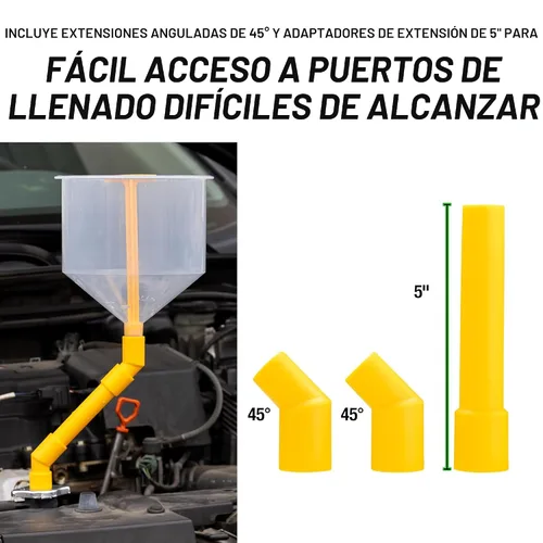 Vista 4 de OEMTOOLS Kit de embudo de refrigerante sin derrames, juego de 15 piezas de embudo para fluidos y aceite, permite el acceso a radiadores de difícil