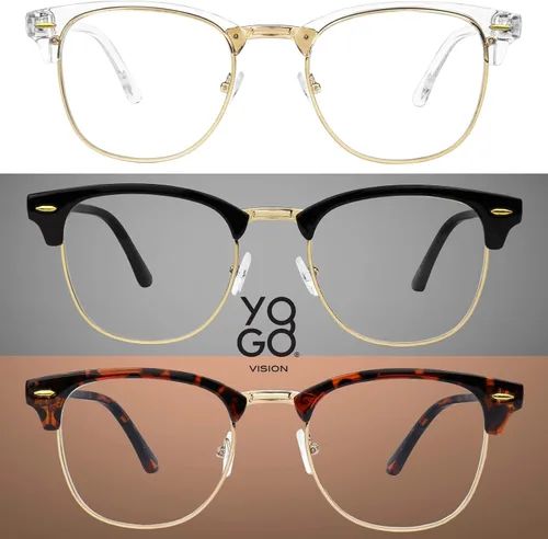 Vista 2 de Yogo Vision Blue Light Glasses for Men and Women Semi Rimless Half Rim Computer Eyeglasses