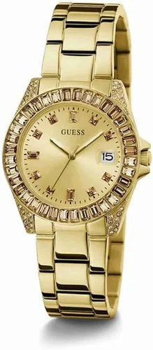 Vista 7 de GUESS US - Reloj analógico de cristal azul e iridiscente para mujer, Arco iris