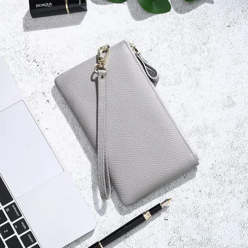 Vista 6 de GOIACII Carteras para mujer, bloqueo RFID, ultradelgadas, cuero real, tarjetero de crédito