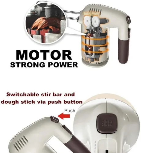 Vista 6 de Creamy-white 200W Copper Motor Eggbeater, 5 speed Adjustment and Temperature Control, Four-rod Electric Mixer