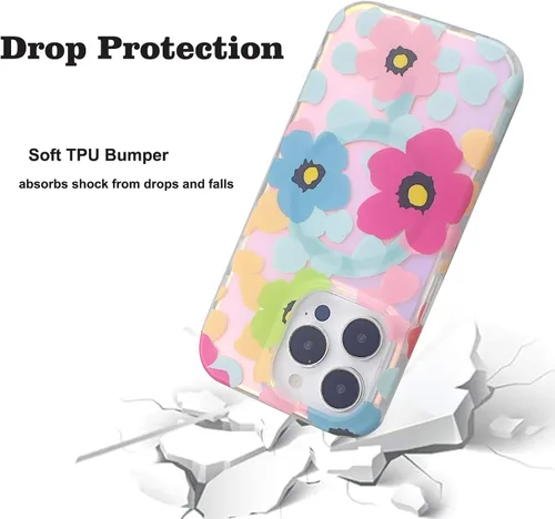 Vista 5 de Funda magnética para iPhone 14 Pro Max de 6.7 pulgadas, compatible con carga MagSafe de TPU suave, parachoques delgado, a prueba de golpes, bonita