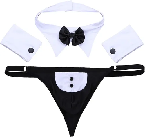 Vista 6 de Yihuimin Traje de cosplay de caballero de 3 piezas para hombre con corbatín y brazaletes