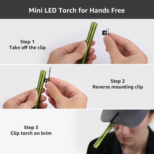 Vista 7 de Linternas LED Lepro en forma de bolígrafo, linterna de bolsillo mini impermeable y ligera con clip, paquete de 2 linternas pequeñas para inspección