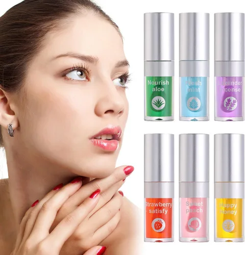 Vista 4 de Juego de 3 aceites hidratantes para labios, aceite hidratante para labios, brillo labial, transparente, sin pegajoso, bálsamo labial, cuidado