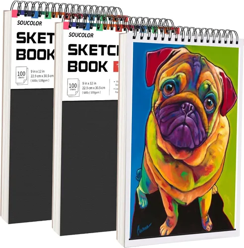 Vista 14 de Soucolor Suministros Escolares Cuaderno de bocetos de 9 x 12 pulgadas para profesor y estudiante de secundaria, paquete de 1 cuaderno de bocetos