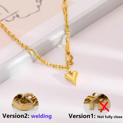 Vista 2 de LYNMOS Lindos collares de corazón para mujer, regalos del día de San Valentín, collar de corazón chapado en oro real de 18 quilates, collar