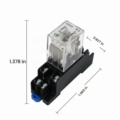 Vista 2 de ATO Relé de potencia electromagnética DPDT 2NO 2NC HH52P MY2NJ de la bobina de DC 24V de 8 pines con base de enchufe de terminal enchufable