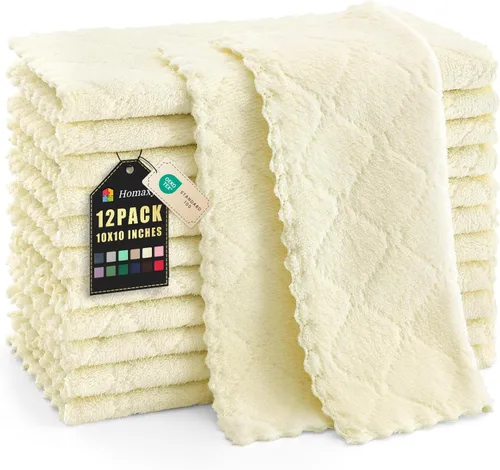 Vista 41 de Homaxy - Paquete de 12 trapos de cocina (13 x 19 pulgadas, marrón), de terciopelo coral supersuaves y absorbentes para lavar platos, paño
