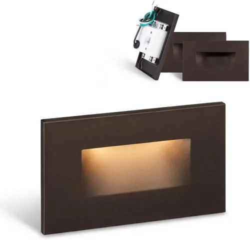 Vista 14 de LEONLITE - Luces LED para escalones de 3CCT 120V, 3.5W 110LM regulables del 5% al 100%, impermeables para interiores y exteriores, verticales, luz