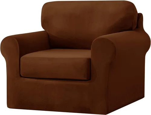 Vista 43 de UNBBRRL Fundas de sofá de 3 piezas para sofá, funda de terciopelo elástico para sillón con 1 funda de cojín de asiento y 1 funda de respaldo