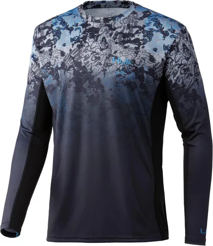 Vista 23 de HUK Camisa de manga larga Icon X para hombre, camisa de pesca de alto rendimiento Azul celeste