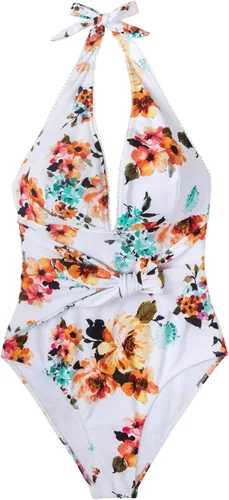 Vista 3 de CUPSHE Traje de baño de una pieza con estampado floral para mujer, Disponible en Xs, S, M, L, Xl, Xxl. (Xs0-2, S4-6, M8-10, L12-14, Xl16-18, Xxl20).